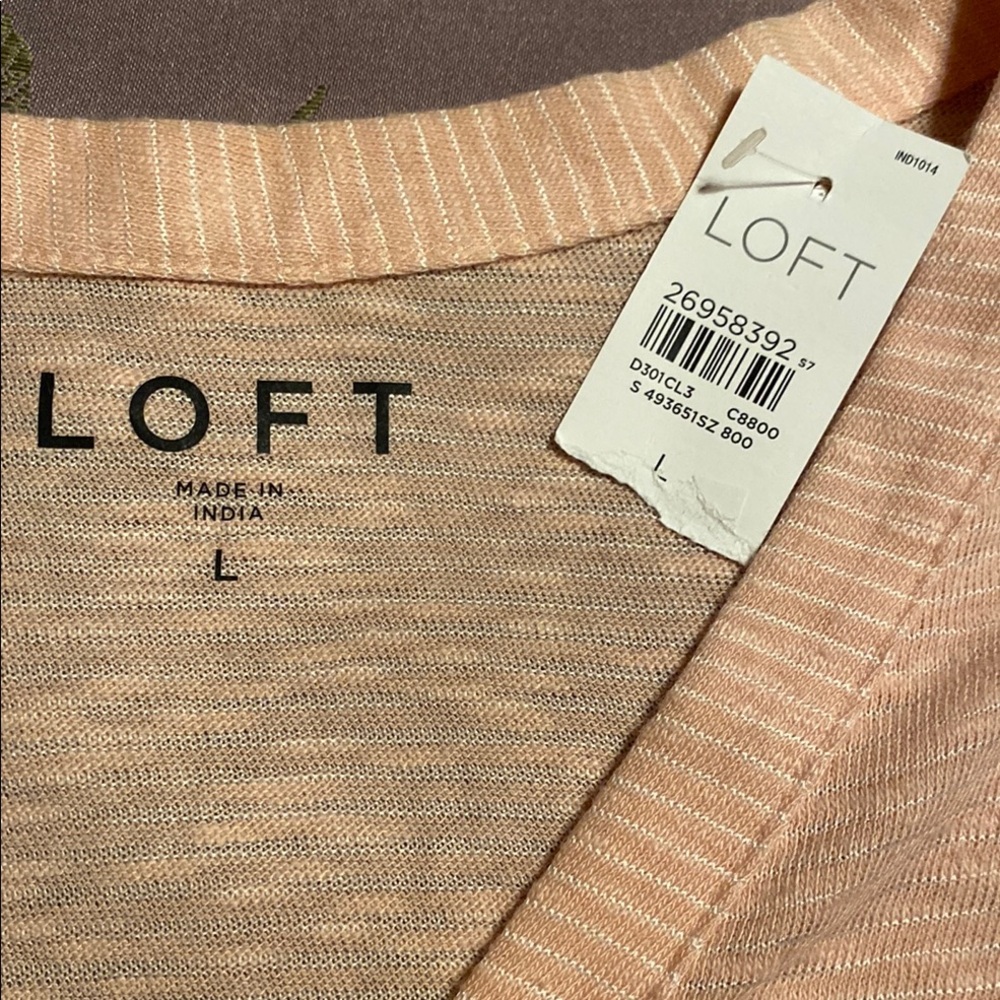 LOFT Pink Striped Top
